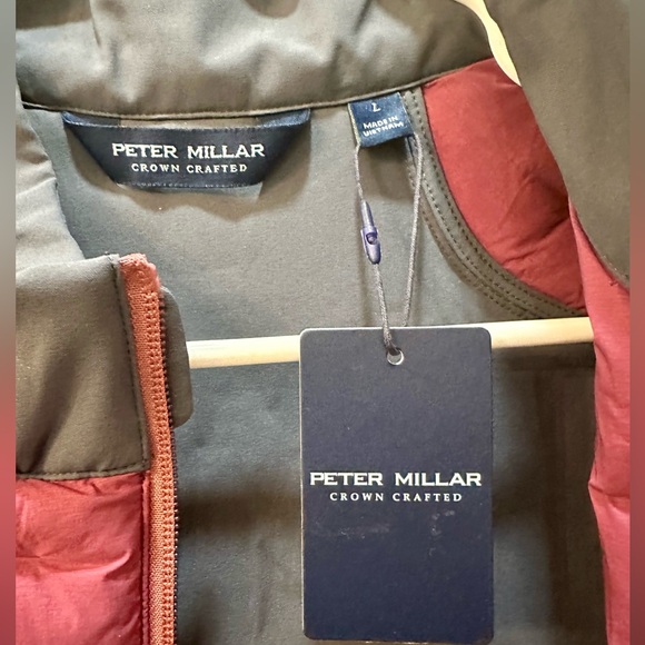 Peter Millar Burgundy and Gray Puffer Vest-L - Picture 3 of 7